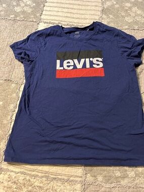 Levi's Blue Crewneck Tee with Black and Red Logo